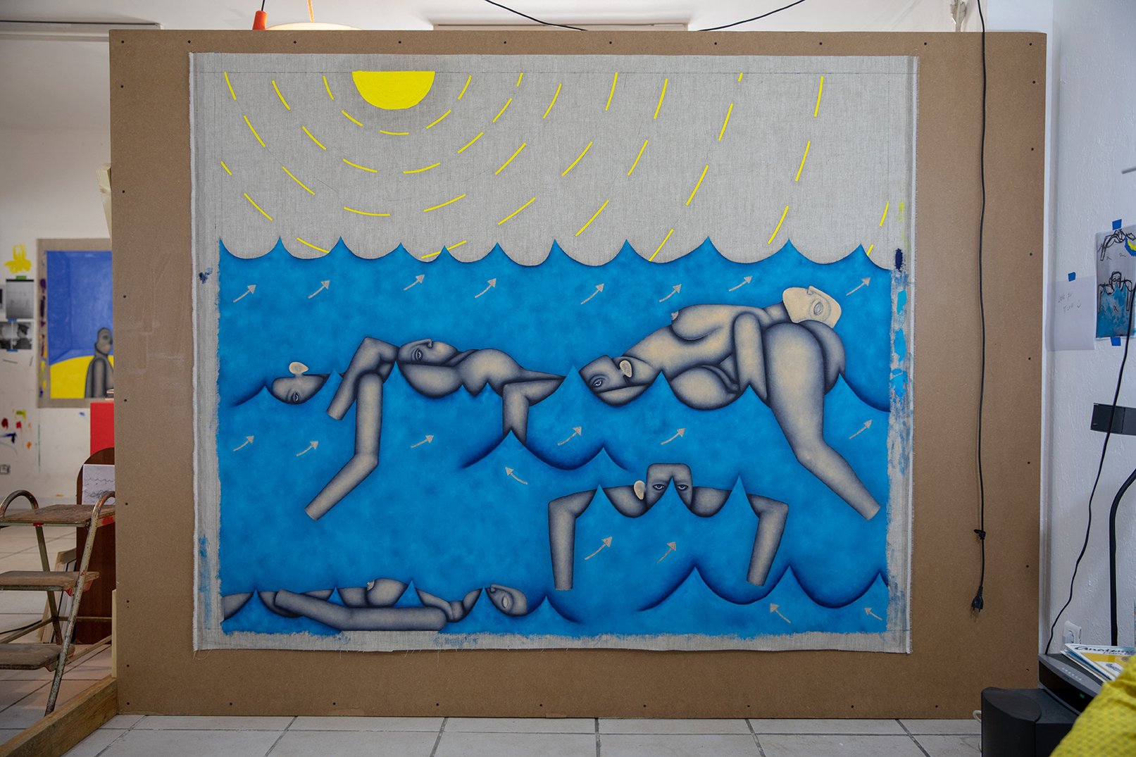 Clémence Martin, Recherche radeau, 2020, huile sur toile