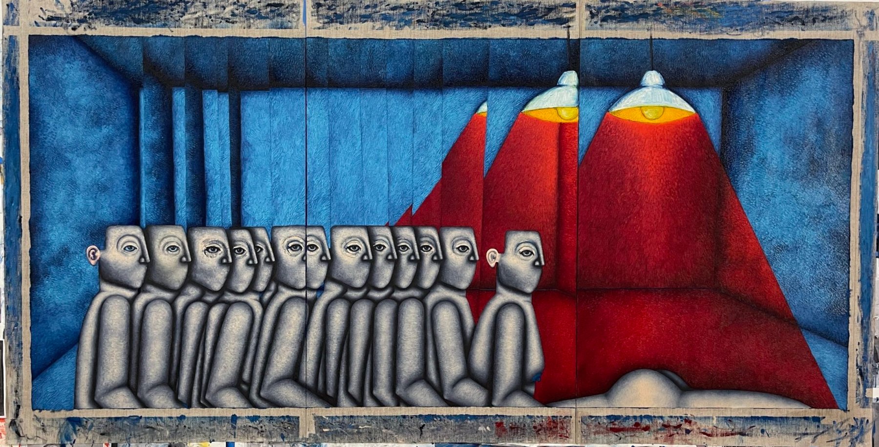 Clémence Martin, Très serrer (trisèqueras, triséquerions, triséquassions), 2022, huile sur toile