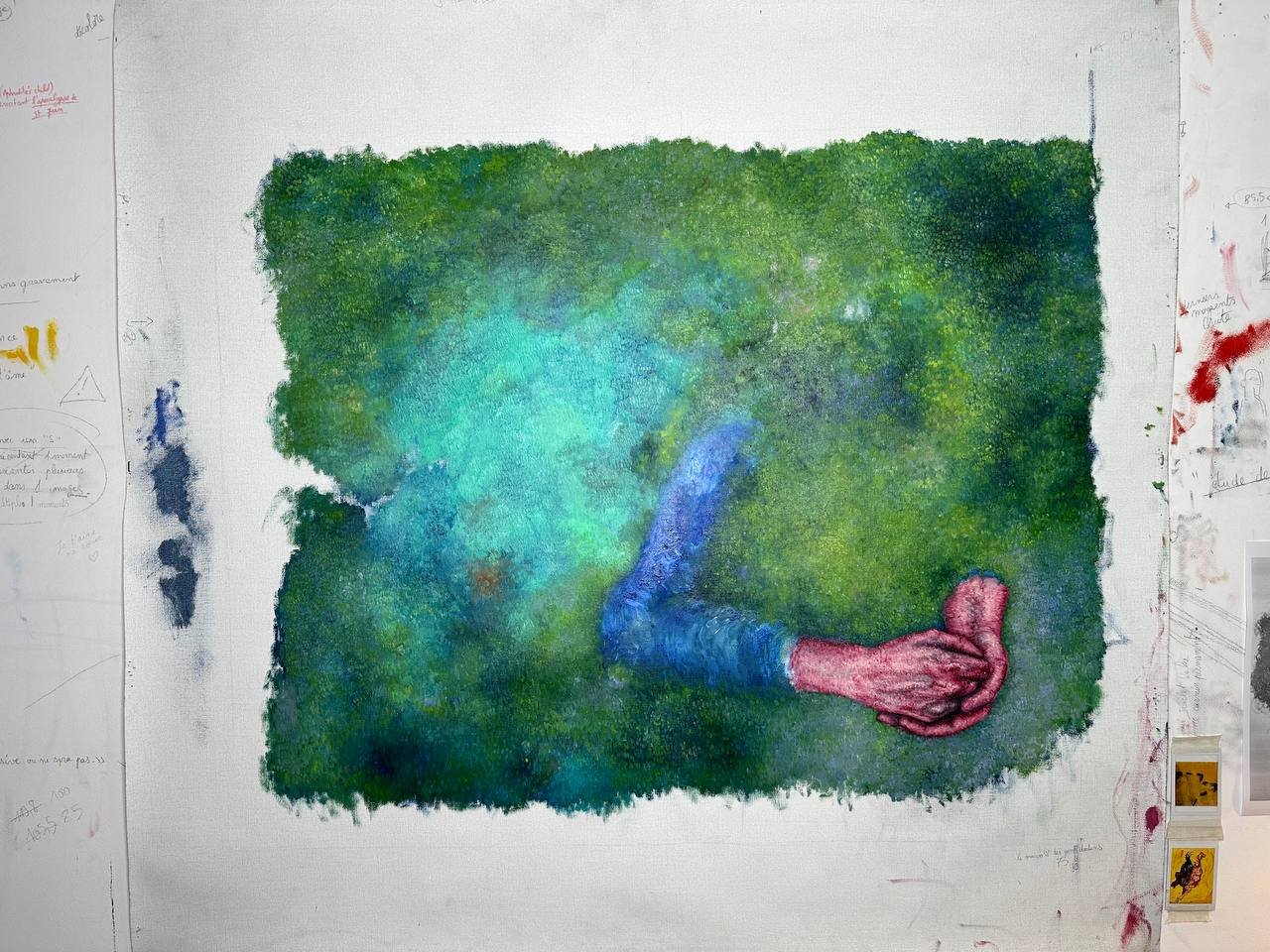 Clémence Martin, Baigneuses #2 — Le bassin au jardin, 2024, huile sur toile