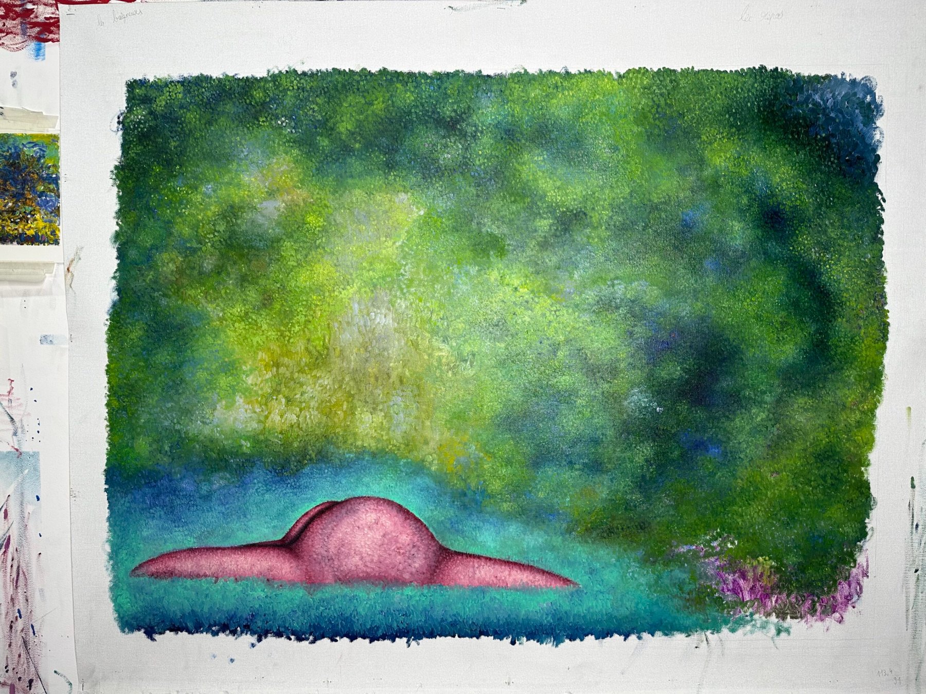 Clémence Martin, Baigneuses #3 — La figure au bassin, 2024, huile sur toile