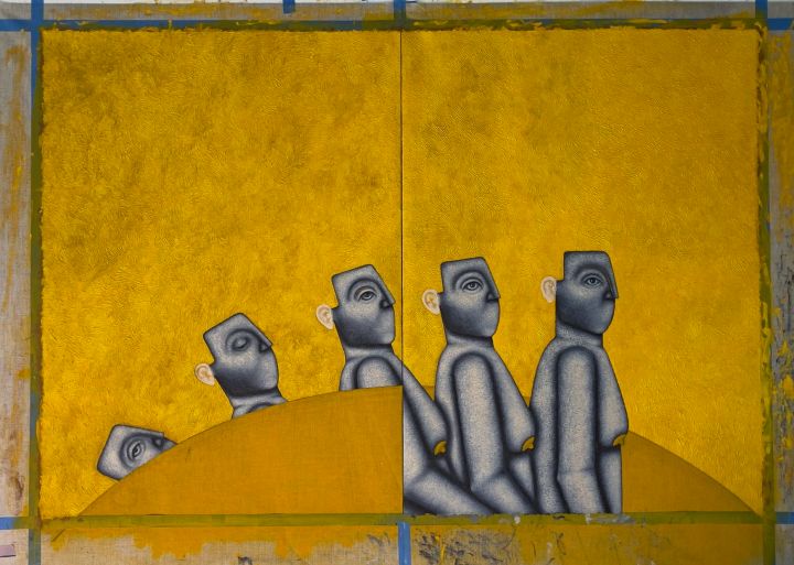 Clémence Martin, Disséquassions d’une chute, 2021, huile sur toile