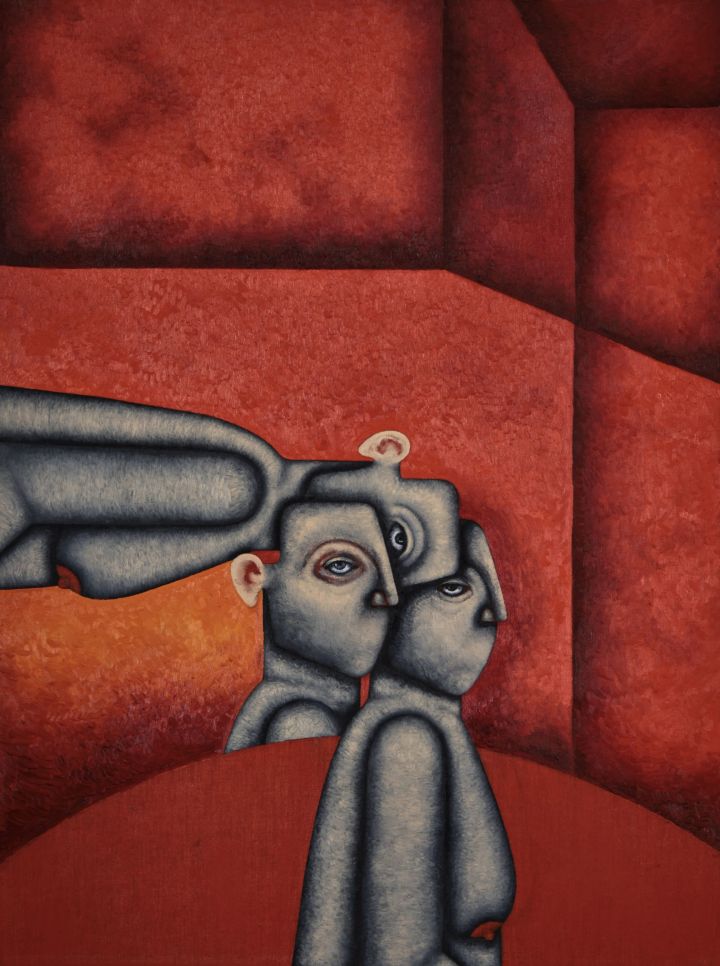 Clémence Martin, J’Erinye, Tu Erinyes, Ils Erinyent, 2021, huile sur toile