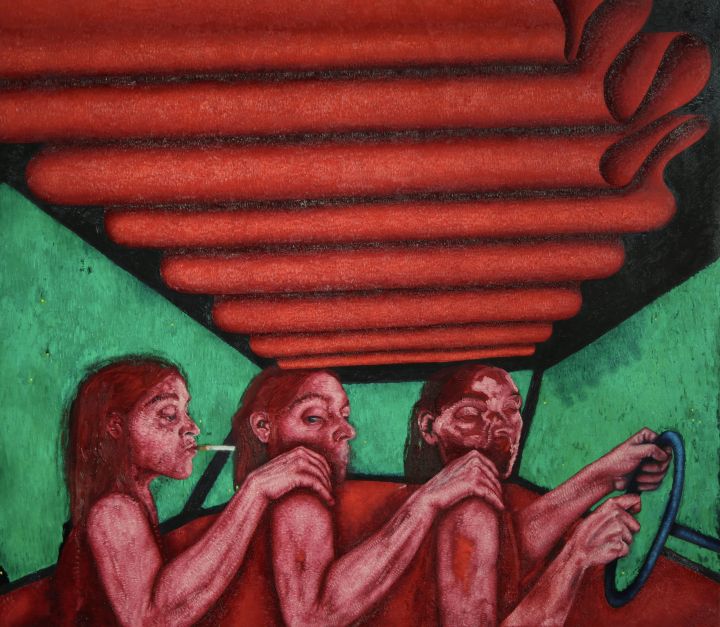 Clémence Martin, Muscle car, 2022, huile sur toile